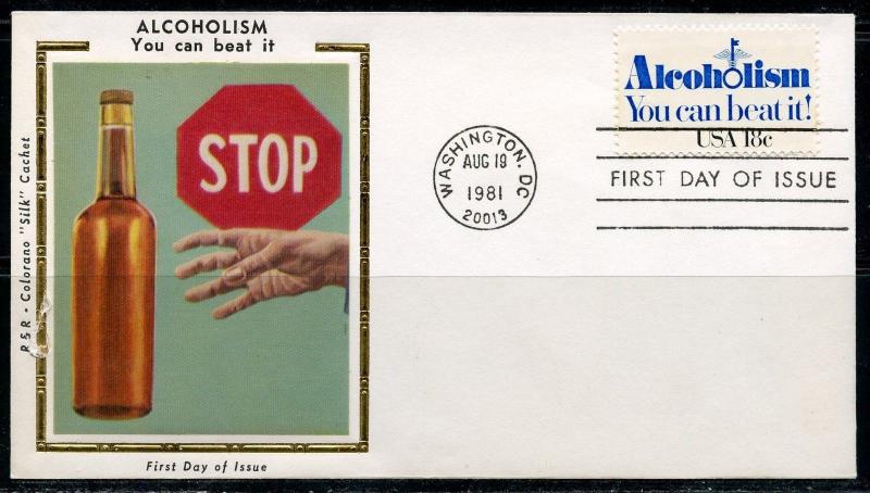 UNITED STATES COLORANO 1981 ALCOHOLISM YOU CAN BEAT IT  FIRST DAY COVER