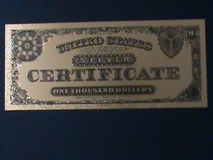 ​UNITED STATES- 24 KARAT GOLD REPLICA $1000 SILVER DOLLARS-VF WITH CERTIFICATE
