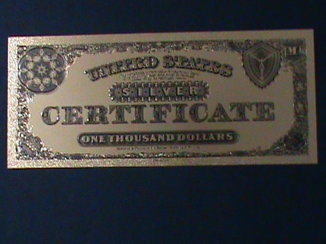 ​UNITED STATES- 24 KARAT GOLD REPLICA $1000 SILVER DOLLARS-VF WITH CERTIFICATE