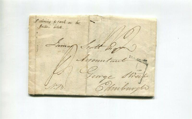 HMS Pyramus FORWARDING AGENT Folded Letter - 1823 to Scotland