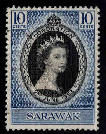 SARAWAK Scott 196 Used 1953 Coronation stamp