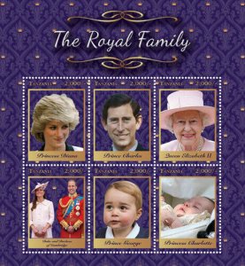 Tanzania 2016 - British Royal Family - Sheet of 6 - MNH