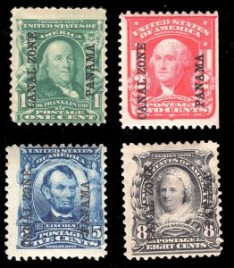 MOMEN: US STAMPS CANAL ZONE #4-7 MINT OG 3H/1NG(1c) LOT #72709