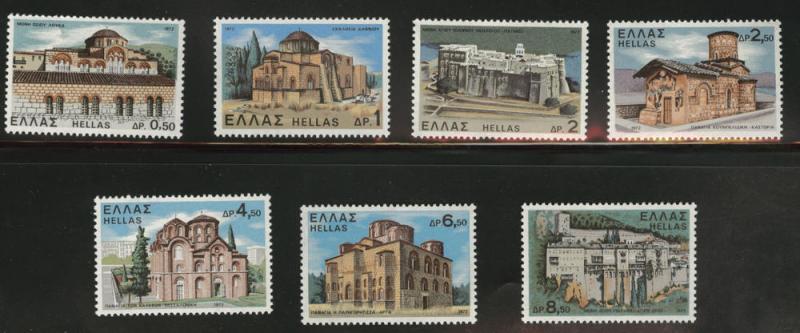 GREECE Scott 1031-37 MNH** 1972 Monastery Church set of 7