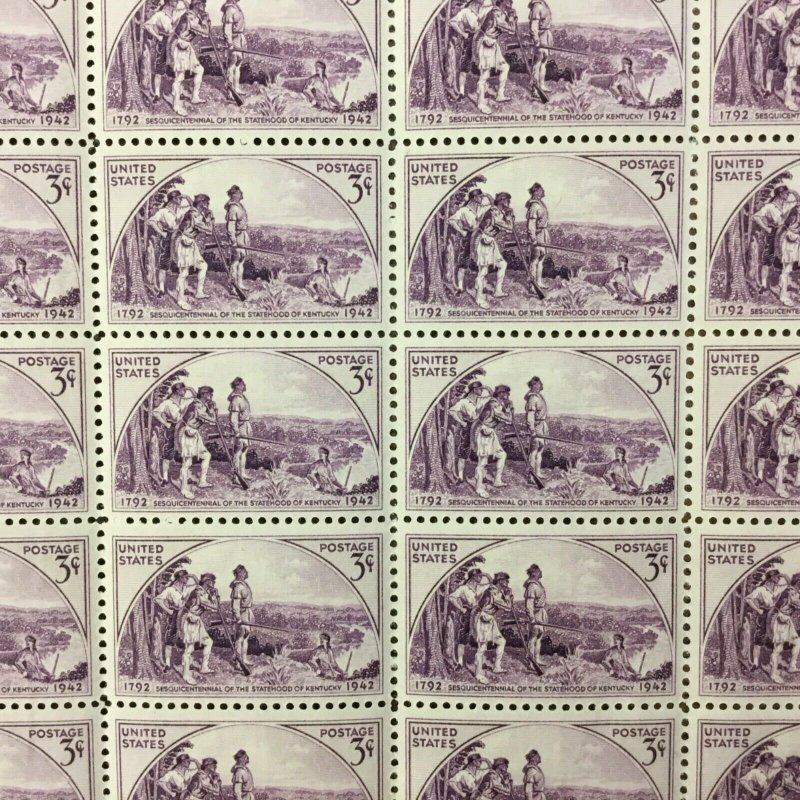 904  Kentucky Statehood 150th Anniversary  MNH 3 cent sheet of 50   1942