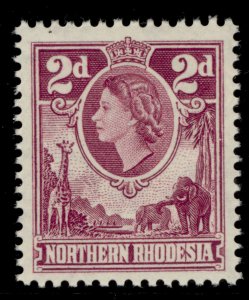 NORTHERN RHODESIA QEII SG64, 2d reddish purple, LH MINT.