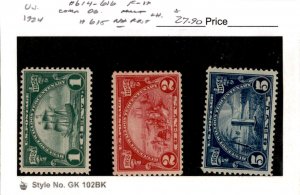 United States Postage Stamp, #614-616 Mint LH (615 NH), 1924 Huguenot (AF)
