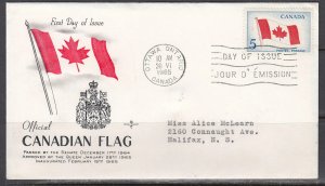 Canada Scott 439 Rose Craft FDC - Canadian Flag