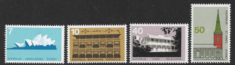 AUSTRALIA 1973 ARCHITECTURE Set Sc 584-587 MNH