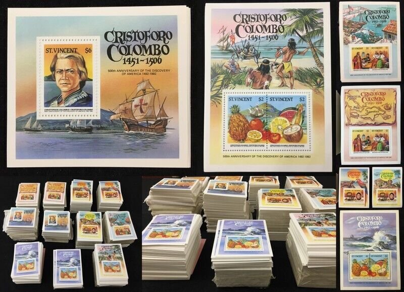 ST Vincent Columbus Wildlife Ships Sheets (Apx 7100+) MNH DK500  8,5kg