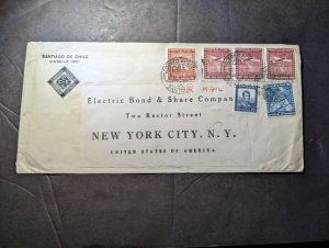 1934 Chile Airmail Cover Santiago to New York NY USA