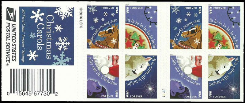 PCBstamps   US #5247/5250b Bk Pane $9.80(5x4x{49c})Christmas Carols, MNH, (2)