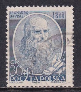 Poland 1952 Sc B73 Leonardo da Vinci 500th Birth Anniversary Stamp Used