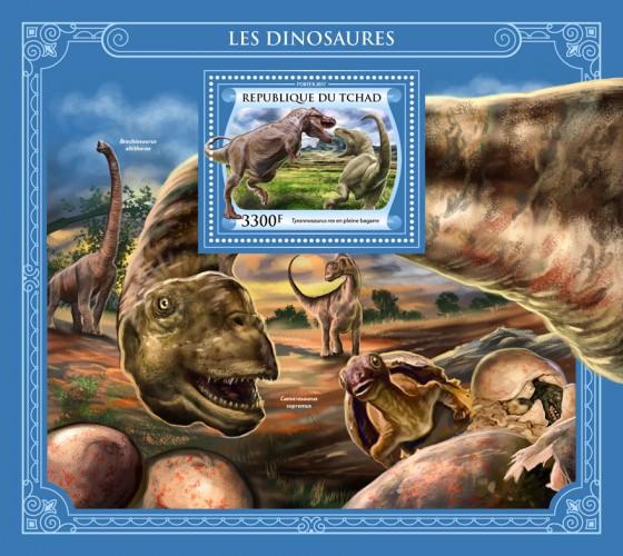 CHAD - 2017 - Dinosaurs - Perf Souv Sheet - MNH