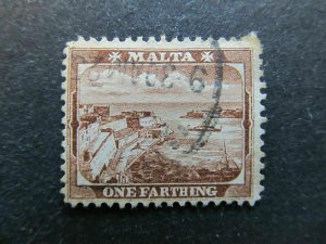 A4P27F16 Malta 1904-14 WMK Mult Crown CA sideways 1/4d used-