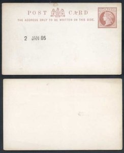 1885 ESSAY for the 1/2d Post Card Handstamped 2nd January 1885