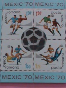 ROMANIA STAMP:1970  MEXICO'70  9TH WORLD SOCCER  -MINT NOT HING S/S SHEET