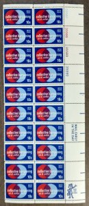 US #1558 10c Collective Bargaining MNH block of 20; 4 plate #s (1975)