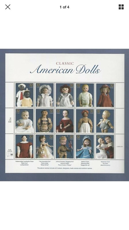 SCOTT #3151...CLASSIC AMERICAN DOLLS...PANE OF 15 (32c) STAMPS...MNH-1997