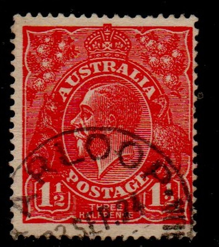 Australia Sc 65 1924 1 1/2d carmine George V stamp used