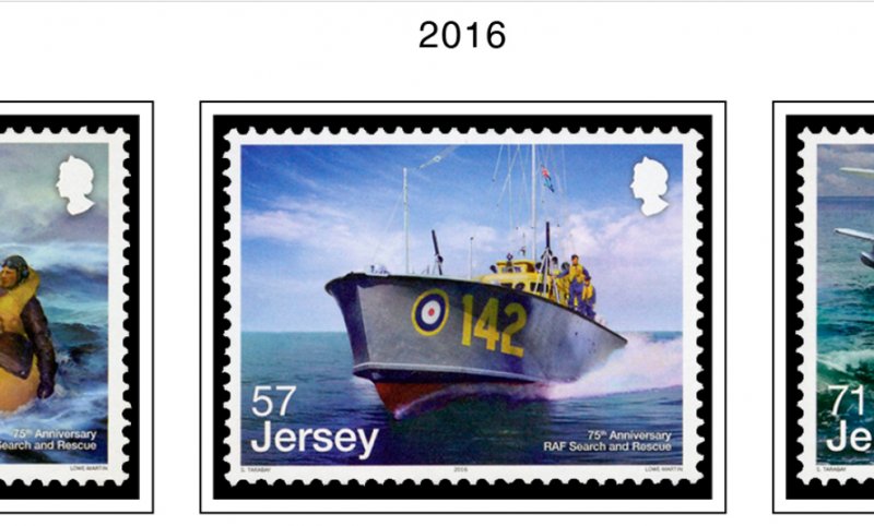 COLOR PRINTED JERSEY 2015-2020 STAMP ALBUM PAGES (89 illustrated pages)