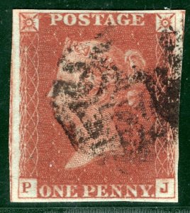GB QV 1841 Penny Red Stamp SG.8 1d (PJ) MALTESE CROSS MX Used {samwells}LRED79