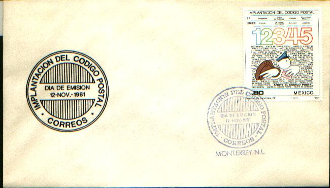 MEXICO 1259 FDC Inauguration of Zip Codes