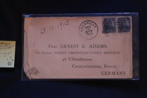 Scott US 304 (pr) Seabright NJ to Germany (#32)