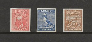 GB Local Lundy set of 3 Puffins ex 1942 miniature sheet  MNH