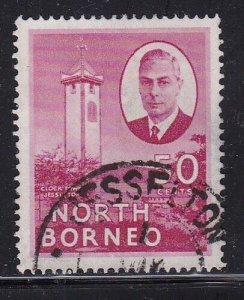 North Borneo Treasure Album Scott# 254 50c George VI Tower Watch VFU CDS-