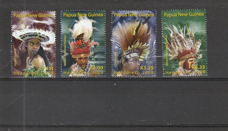 Papua New Guinea  Scott#  1319-1322  MNH  (2008 Headdresses)