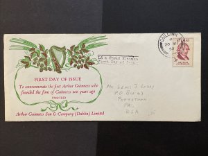 1959 Ireland Arthur Guinness First Day Cover Sc# 171 with Insert, FDC
