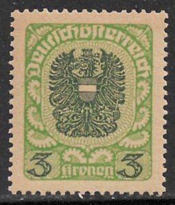 AUSTRIA 1920-21 3k ARMS Thick Grayish Paper Issue Sc 243a MNH