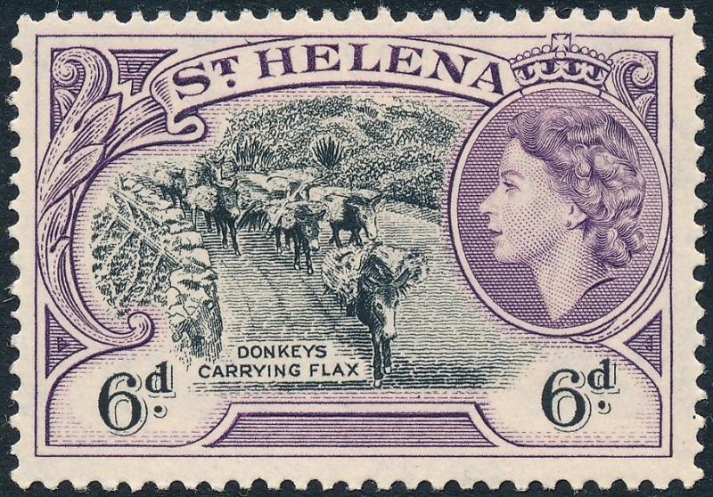 St Helena 1953 6d Black & Deep Lilac SG160 MH