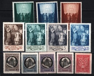 VATICAN 1940-1943 COMPLETE YEARS SET OF 12 STAMPS MLH/MNH