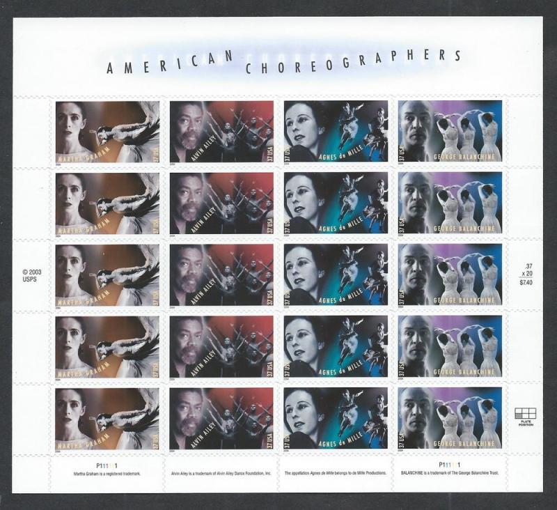 UNITED STATES SC# 3843a VF MNH 2004 Pane/20