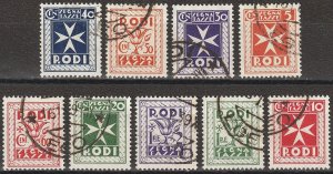 EDSROOM-16794 Italy-Rhodes J1-J9 Used 1934 Complete Postage Dues CV$108.50