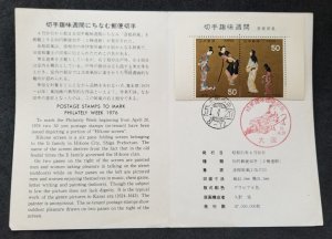 *FREE SHIP Japan Philately Week 1976 Women Costumes Painting (FDC) *card