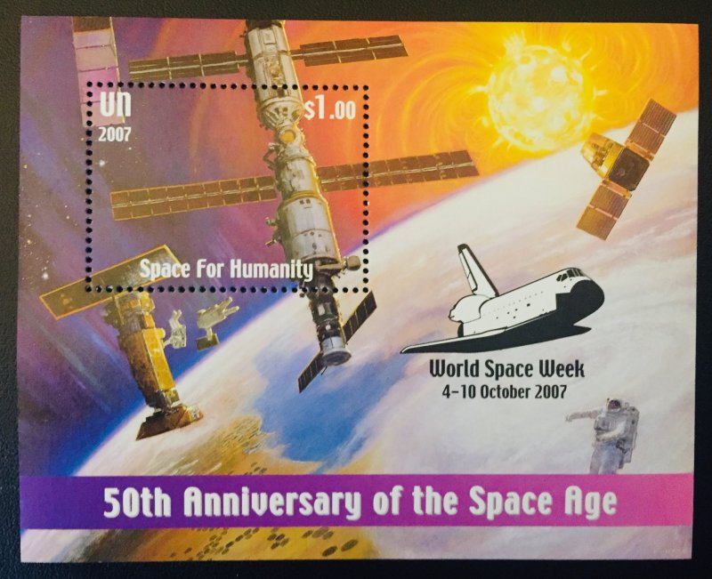 United Nations #947a  50th Anniversary of the Space Age Souvenir Sheet MNH