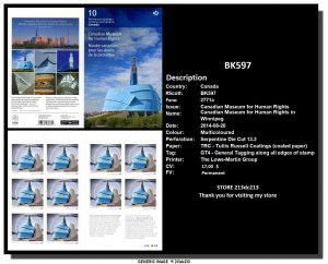 CANADA # BK597 - MNH - Canadian Museum for Human Rights (2014) 10 x (P)