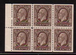 Canada Sc 196b 1933 c brn G V stamp bklt pane of 6 mint