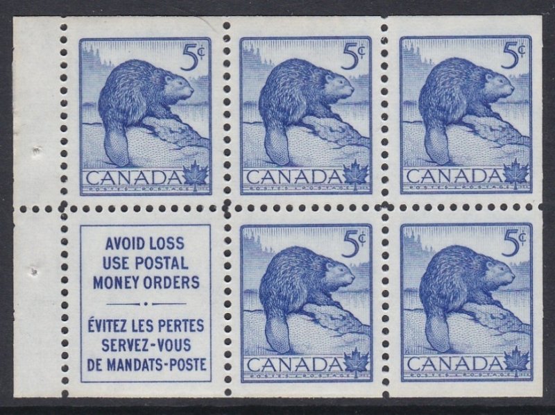 336a Beaver Booklet Pane MNH