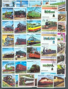 Paraguay 1979-88 Trans-Locos  8 sets of 3,5,7 or 9 cto used, incl British trains