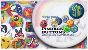 24-239, 2024, Pinback Buttons, First Day Cover, Digital Color Postmark, Peace, A