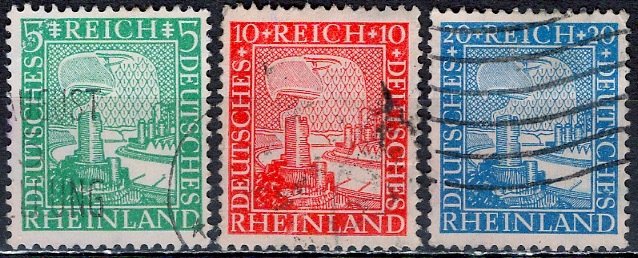 Germany; 1925: Sc. # 347-349: O/Used Complete Set