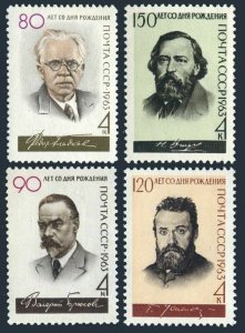 Russia 2786-2789, MNH. Michel 2809/3840. Uspenski, Ogarev, Brusov,Gladkov. 1963.