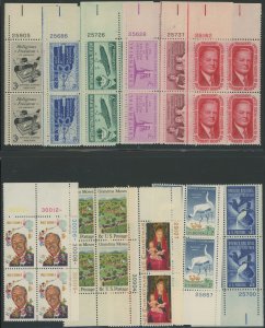 USA - 21 different mint plate blocks - mix of hinged & never hinged