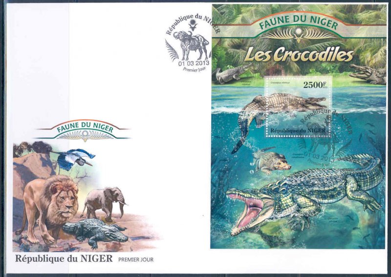 NIGER 2013 FAUNA OF AFRICA  BUTTERFLIES  SOUVENIR SHEET FIRST DAY COVER