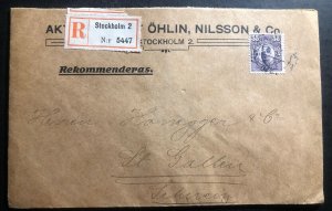 1919 Stockholm Finland Registered Commercial Cover To St Gallen Switzerland