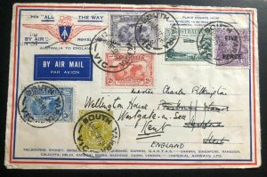 1931 South Yarra Australia Second Experimental Flight Cover To Westgate England